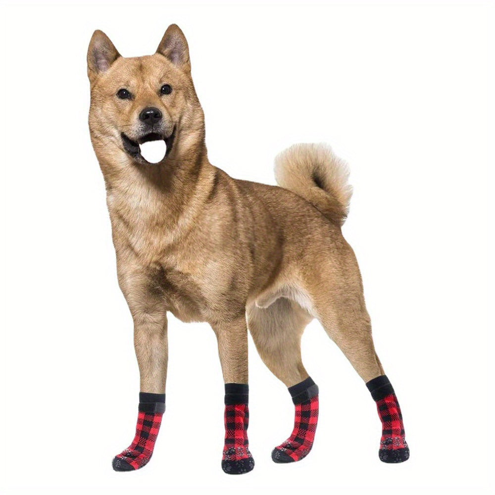 Protect Your Pet's Paws With These Non-Slip Outdoor Socks - 4pcs For Dog & Cat!