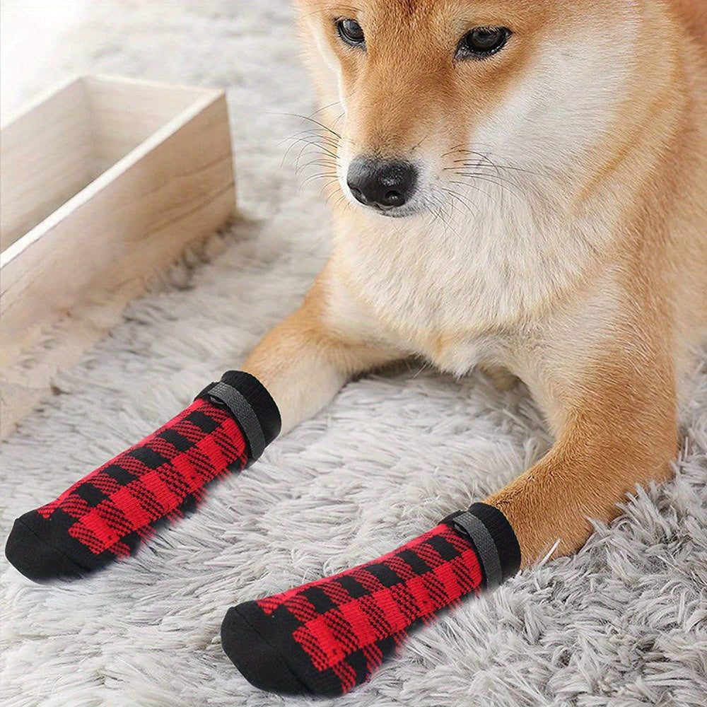 Protect Your Pet's Paws With These Non-Slip Outdoor Socks - 4pcs For Dog & Cat!